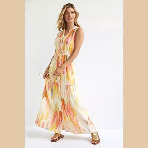 Maeve Anthropologie Plus Deco Maxi Dress Shirt Dress Abstract Floral Size 20